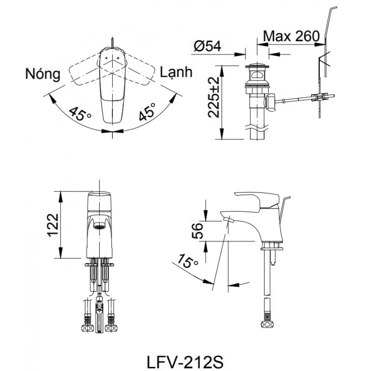 Vòi Chậu rửa mặt lavabo Inax LFV-212S