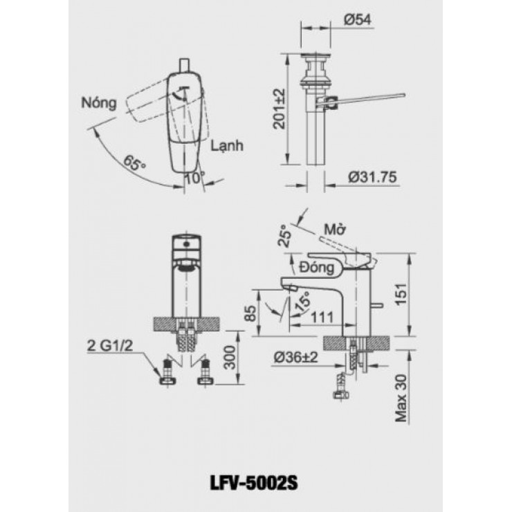 Vòi Chậu rửa mặt Inax LFV-5002S