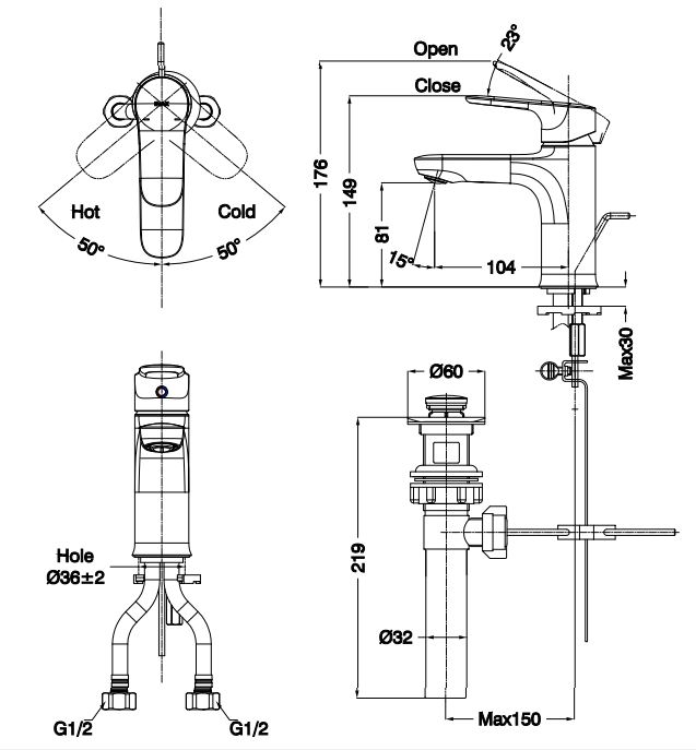 Vòi Chậu Lavabo Inax LFV-1402S-R