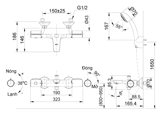 Vòi Sen Tắm Inax BFV-3413T-3C
