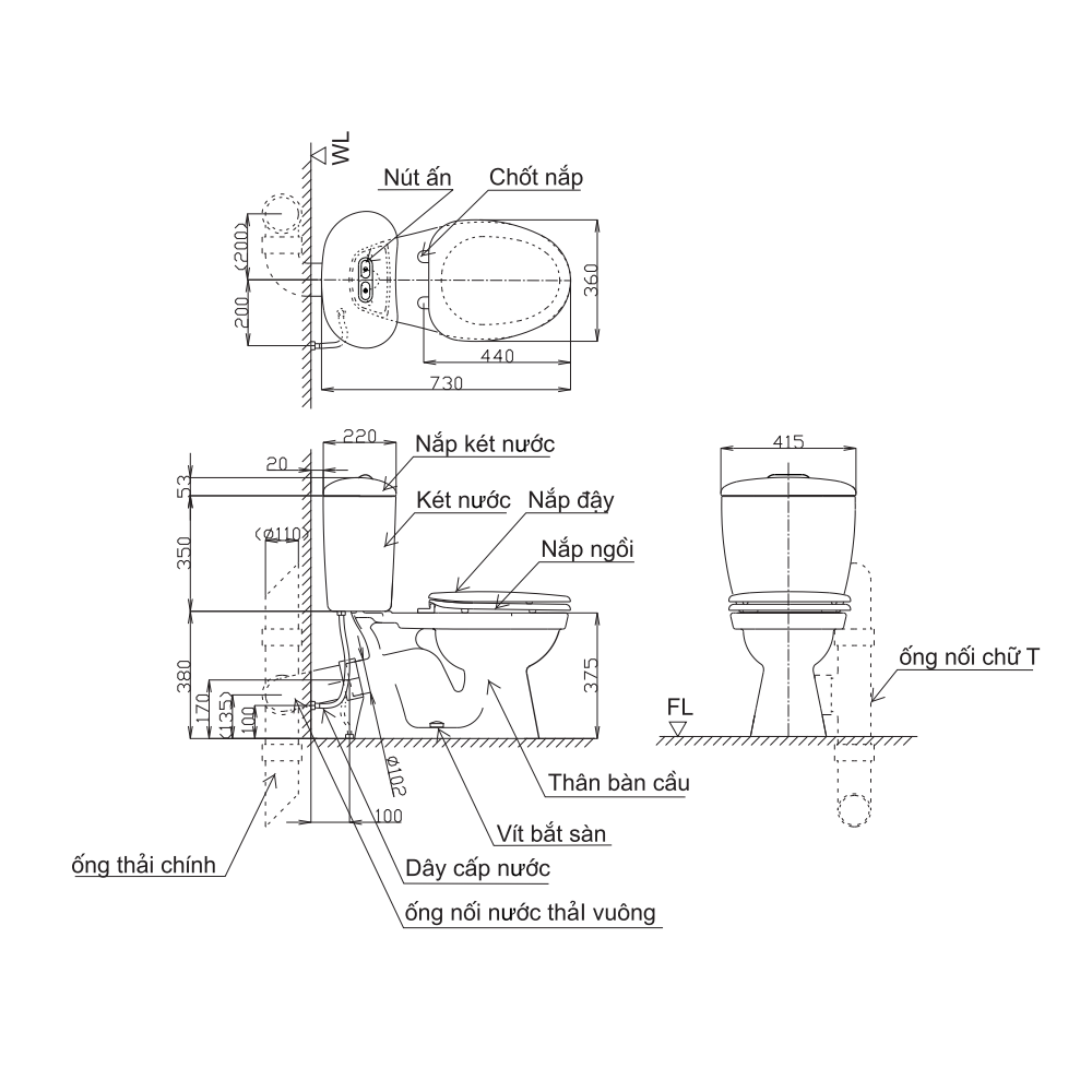 Bồn cầu Inax 2 khối C-306VPT