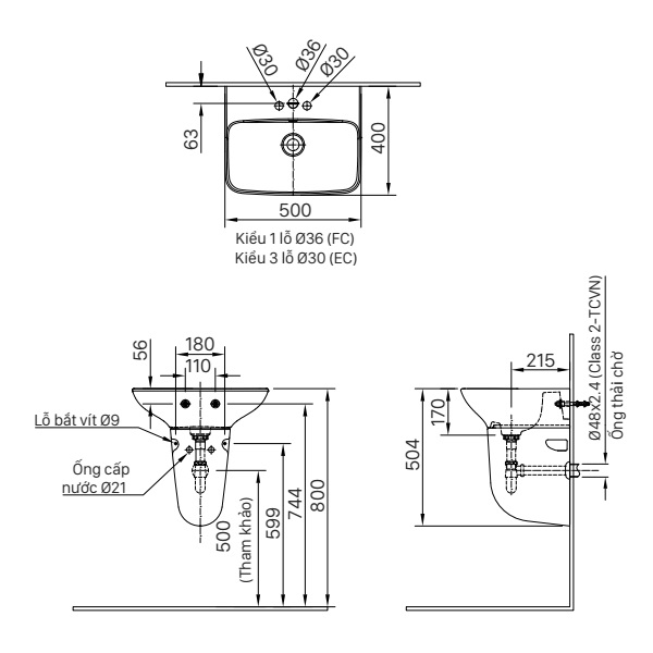 Chậu Rửa Lavabo Inax L-289V (EC/FC) Treo Tường