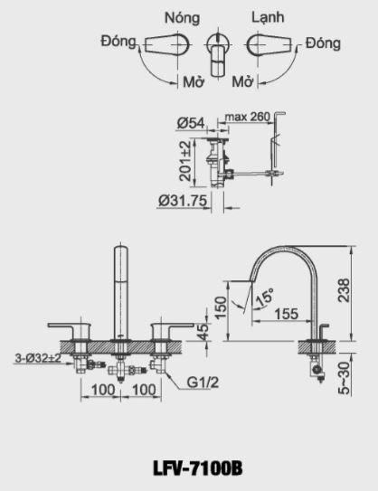 Vòi Lavabo Inax LFV-7100B