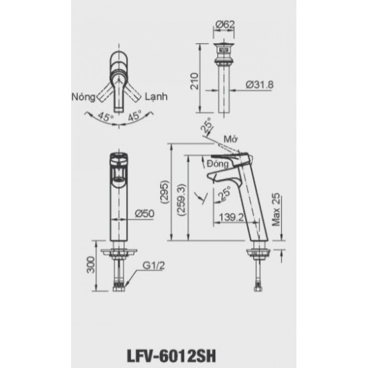 Vòi Lavabo Inax LFV-6012SH