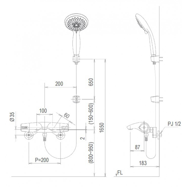 Sen Tắm Ổn Định Nhiệt Độ Inax BFV-5103T-3C
