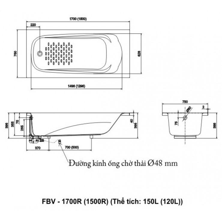 Bồn Tắm Inax FBV-1500R Ocean