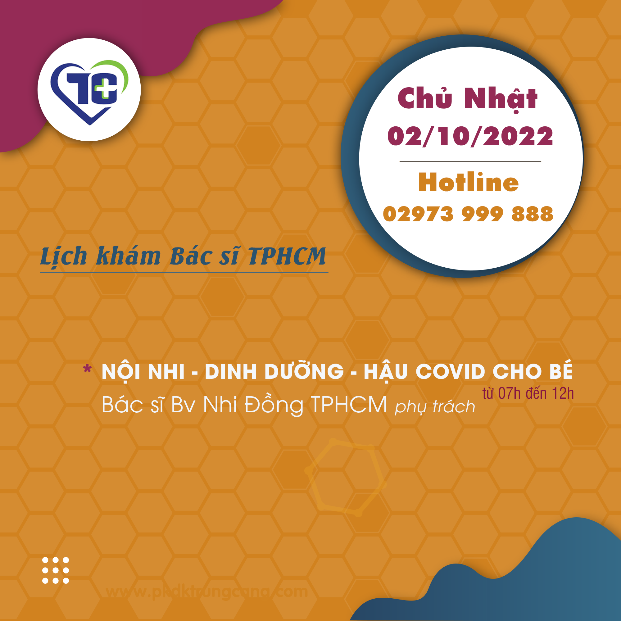Lịch khám các Chuyên khoa vào Chủ Nhật, ngày 02/10/2022 do bác sĩ đến từ TPHCM phụ trách
