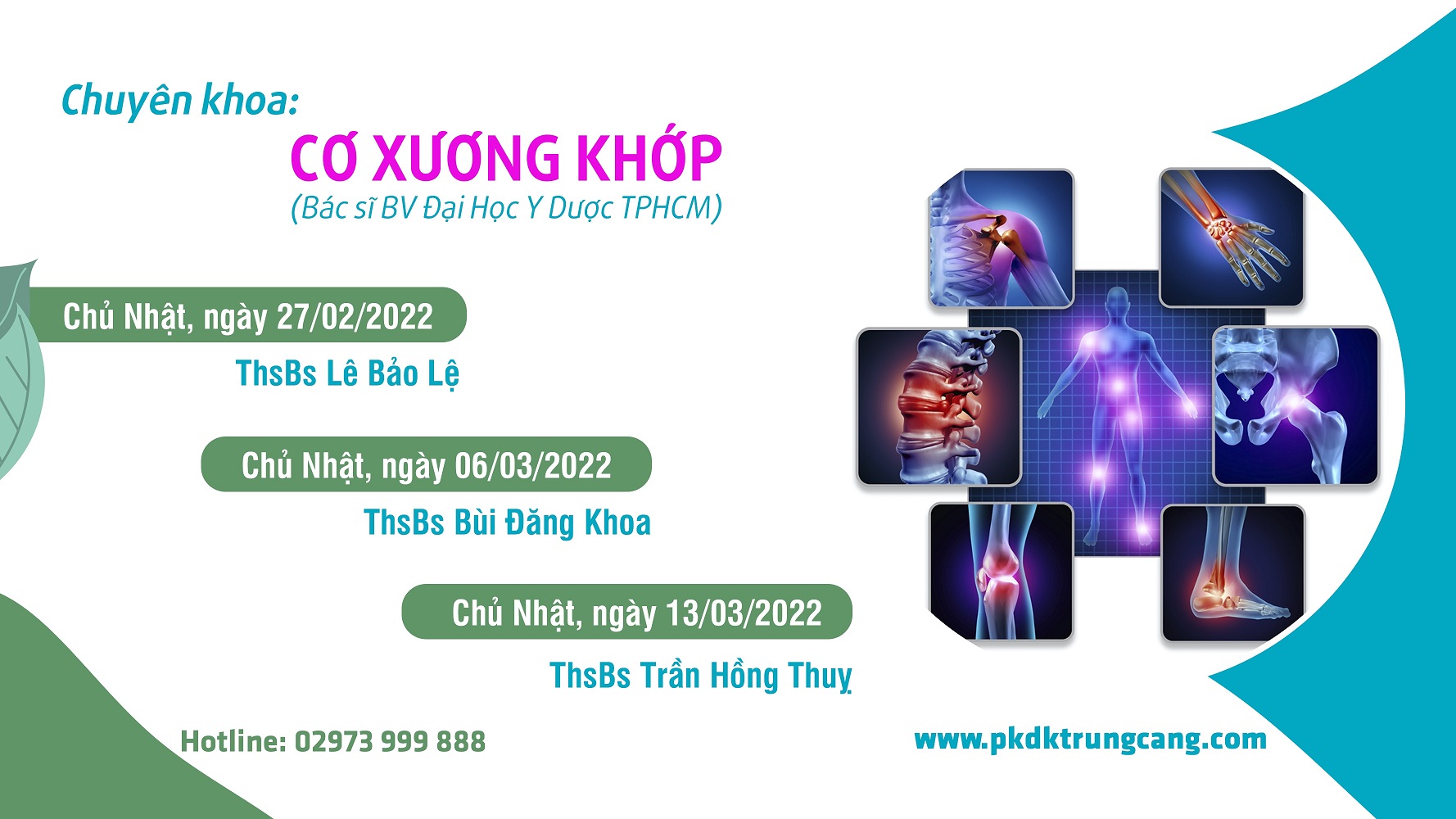 Lịch khám Chuyên khoa CƠ XƯƠNG KHỚP do bác sĩ đến từ BV Đại Học Y Dược TPHCM phụ trách