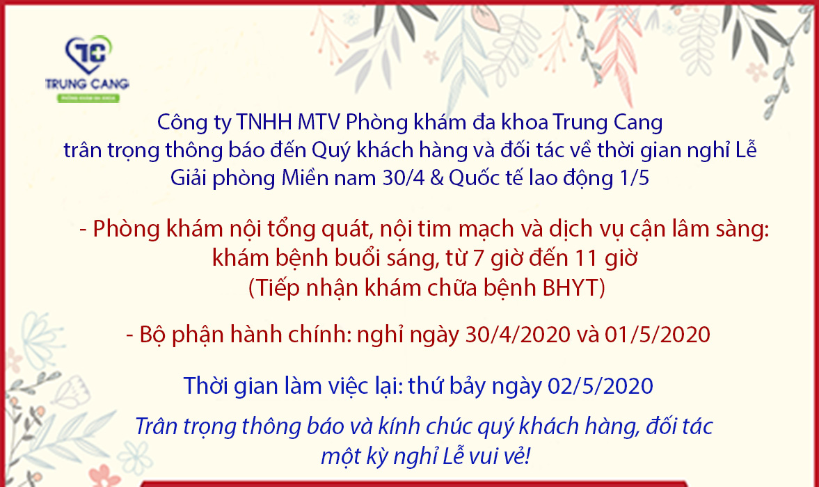 THÔNG BÁO NGHỈ LỄ 30/4 & 01/5