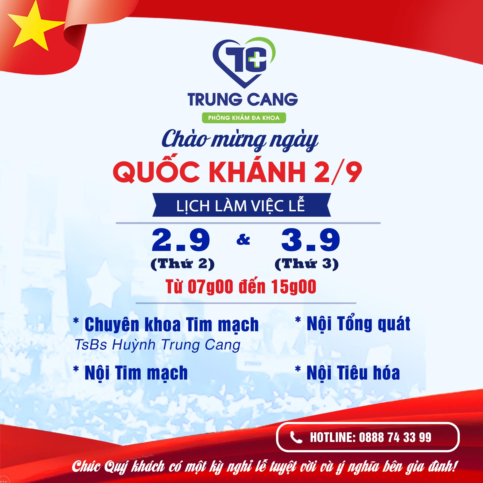 Lịch làm việc ngày 02 & 03 tháng 9 năm 2024