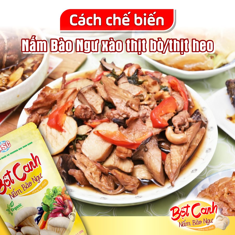 Cách chế biến nấm bào ngư xào thịt bò, thịt heo