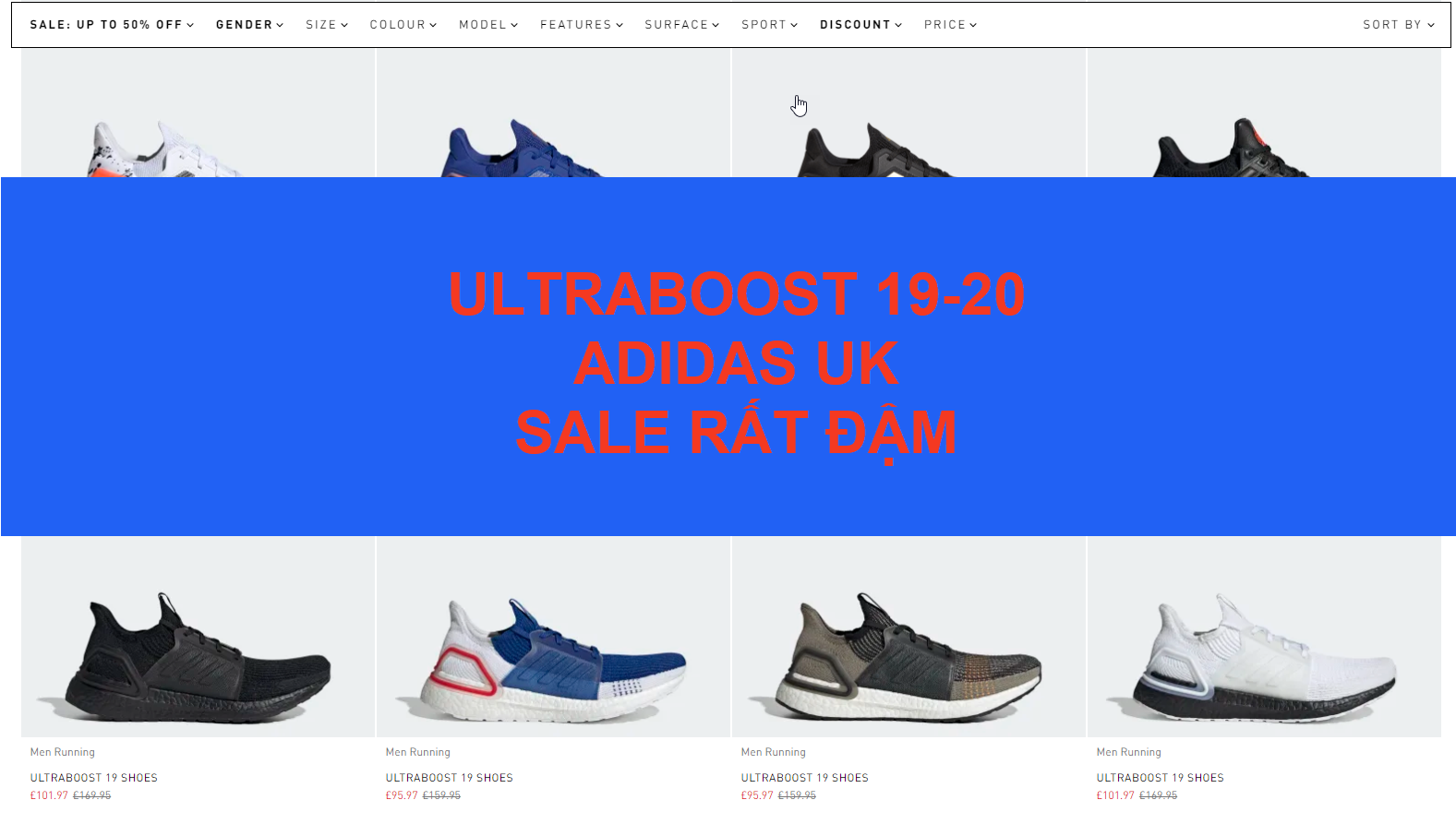 Tổng hợp các mẫu Ultraboost sale đậm tại UK ngày 17/6