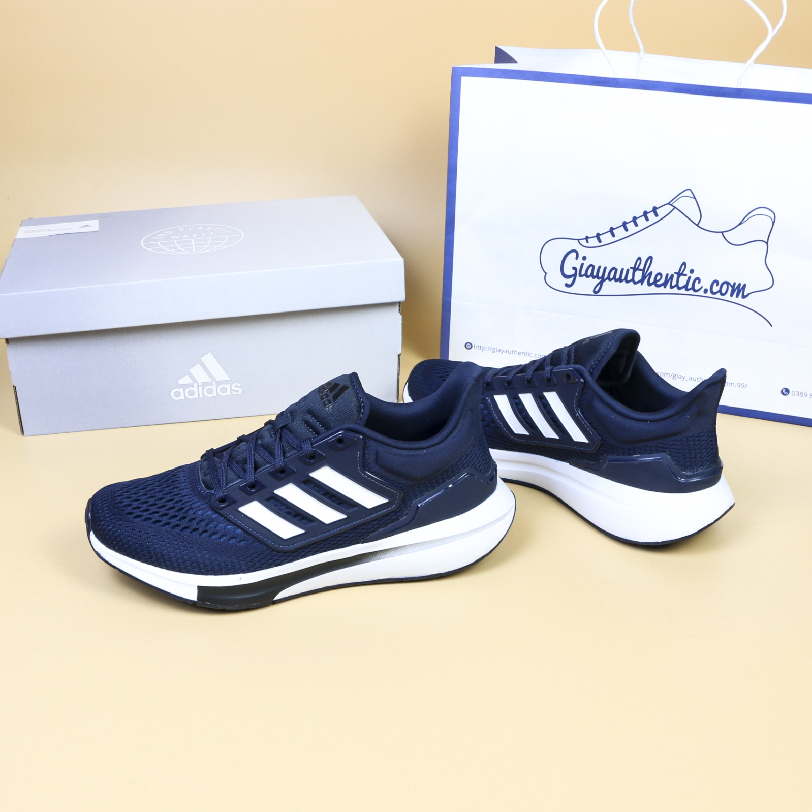 ảnh thật 2 Giày Nam EQ21 Run Xanh navy H00517 