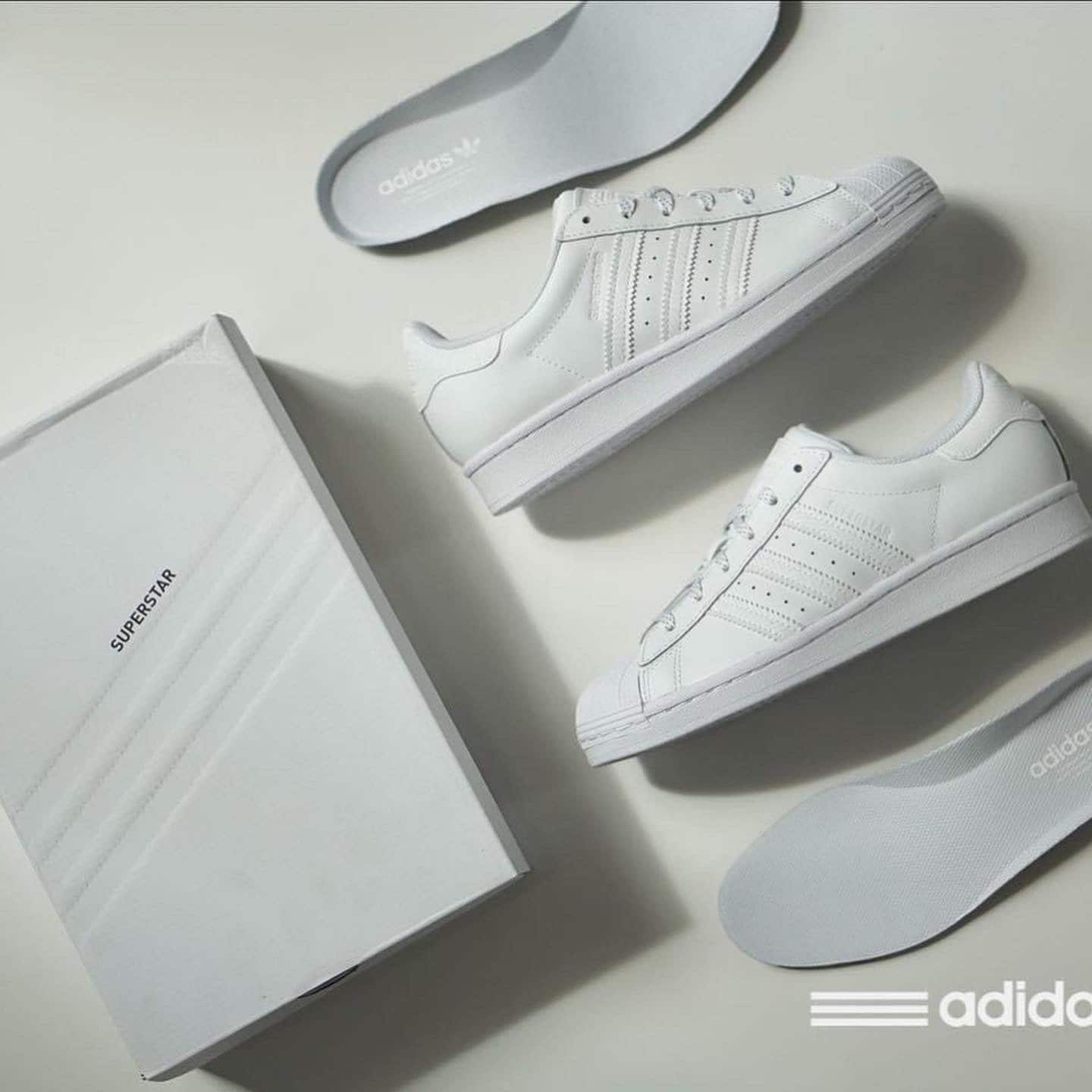 4 ảnh thật Superstar màu trắng H00201 - Adidas chính hãng