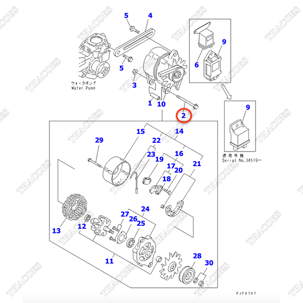 Bulong YM26116-101202; YMR001384 (chân máy phát)