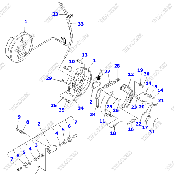 Cụm phanh phải 3EB-30-41120 (AT, MT)