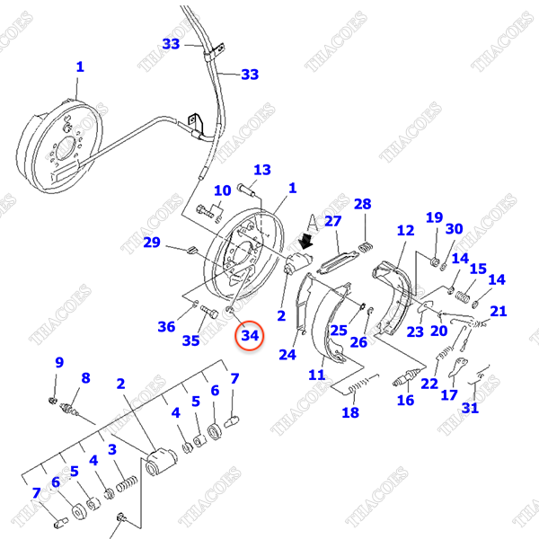 Phe hãm khóa đầu cáp phanh tay 34B-30-14470; 304-32-31240; 358-32-11360; 300-32-31690; 3EC-30-11460; 304-43-31240