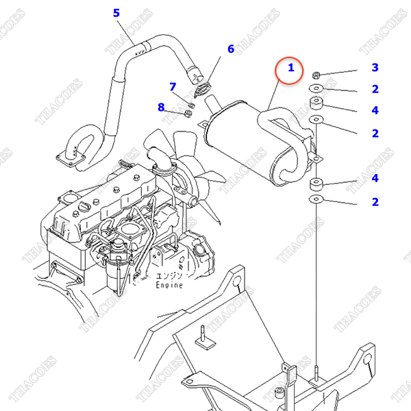 Ống giảm âm khí xả động cơ 3EB-03-31112 (S/N 538001-UP)