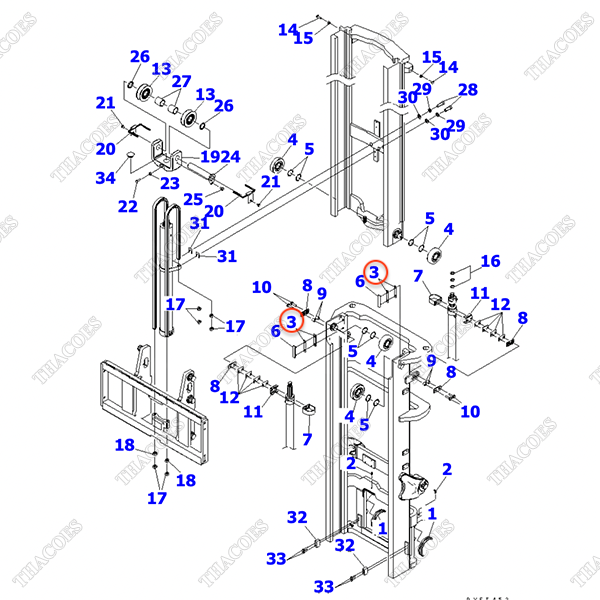 Căn đệm bạc trượt khung nâng 3EB-71-00090