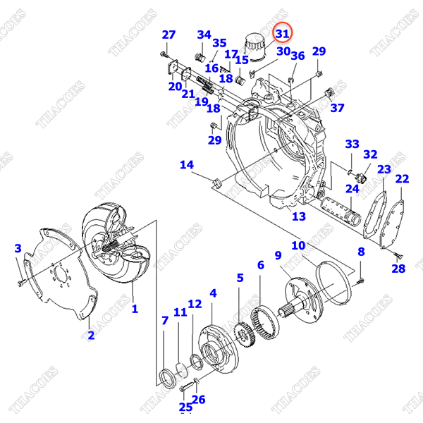 Lọc dầu hộp số tinh 3EB-15-41510; 30B-13-11390 (K21)
