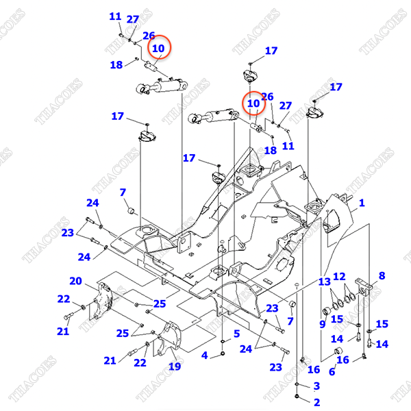 Chốt đỡ 3EB-41-51750 (xi lanh nghiêng)