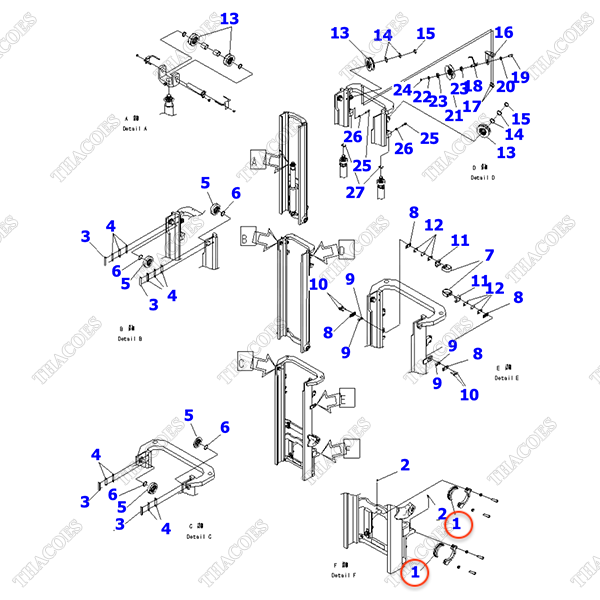 (2T2L, 3T2L, 3T3L) Bạc đệm chân cột 3EB-71-61290