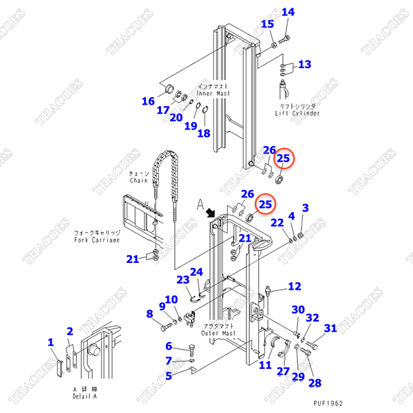 Vòng bi nâng hạ 37C-9AA-3110 (S)