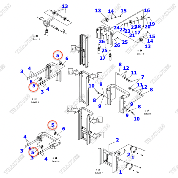 Vòng bi nâng hạ 37B-9AF-6110 (S); 37B-9AF-6120 (M); 37B-9AF-6130 (L)