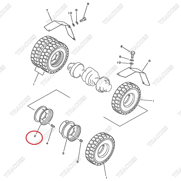 La zăng kép bánh trước, lắp bên trong 3EB-27-11320; 3EB-27-13320 (550-15; 650-15)