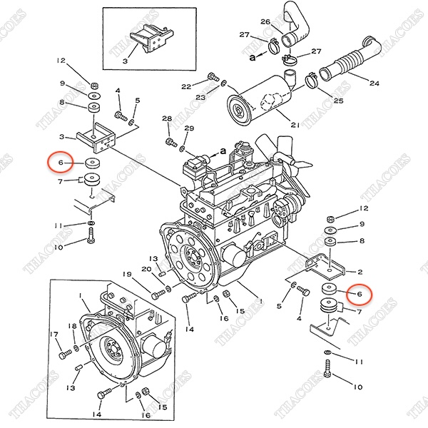 Cao su giảm chấn phía dưới 3EB-01-27130; 3EB-02-27930