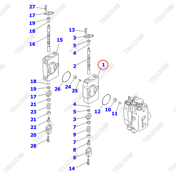 (4sv) Ngăn van công tác 30A-61-11850, 30B-61-11270 (tay 3)