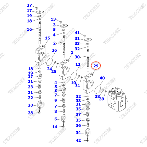 (5sv) Ngăn van công tác 30A-61-11850, 30B-61-11270 (tay 3)