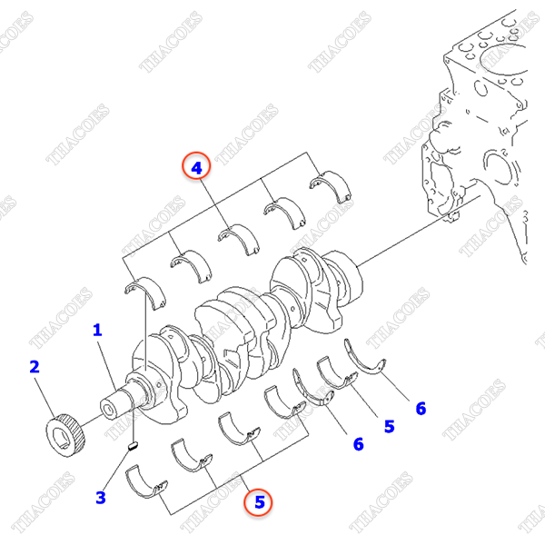 (+0,25) Bạc trục cơ balie 6204-29-8100 (5 cặp)