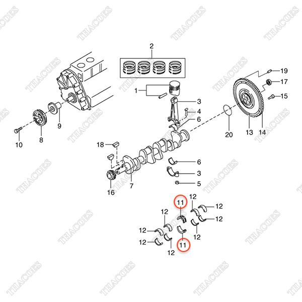 (+0,25) Bạc balie giữa N-12249-50K00 (2 cái)