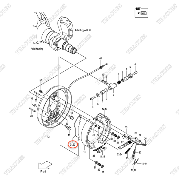 Lẫy phanh tay bánh trái C-52-11218-14502