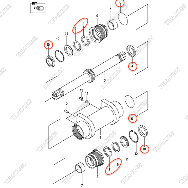 (OBT) Bộ phớt xi lanh 524W2-40211