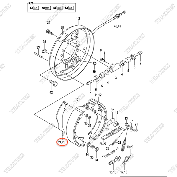 (35/40) Lẫy phanh tay bánh trái C-52-11255-14500