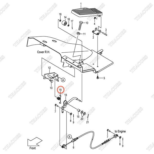 Lò xo 22N55-22031, hồi chân ga