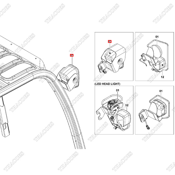 (17) Cụm đèn pha phải 56540-23321-71