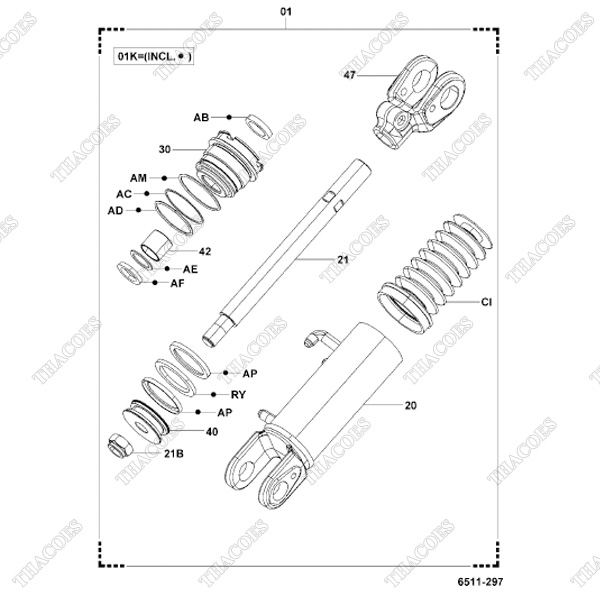 (Kit 01K) Bộ gioăng phớt xi lanh nghiêng 04655-20113-71