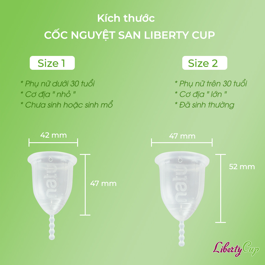 Kích thước Liberty cup phù hợp với hầu hết chị em phụ nữ