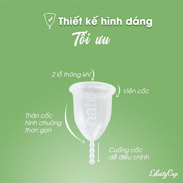Thiết kế hình dáng cốc là một trong những yếu tố ảnh hưởng đến khả năng chứa của cốc nguyệt san