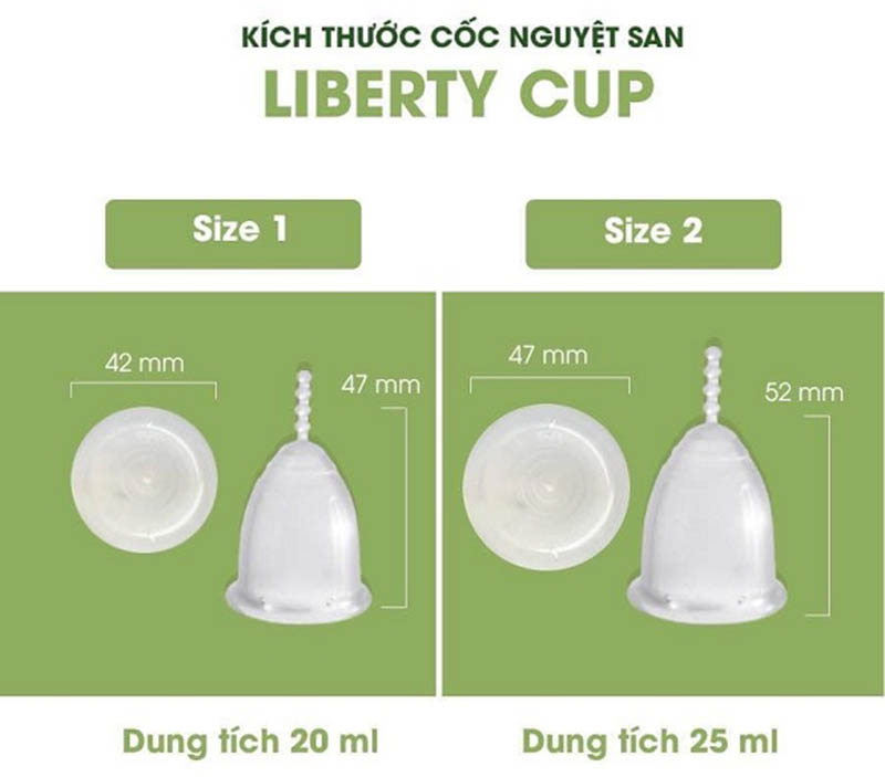 Cốc nguyệt san Liberty Cup có 2 size đa dạng