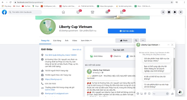  Mua cốc nguyệt san ở Hải Phòng dễ dàng bằng cách nhắn tin, đặt hàng trên fanpage Facebook Liberty Cup Việt Nam