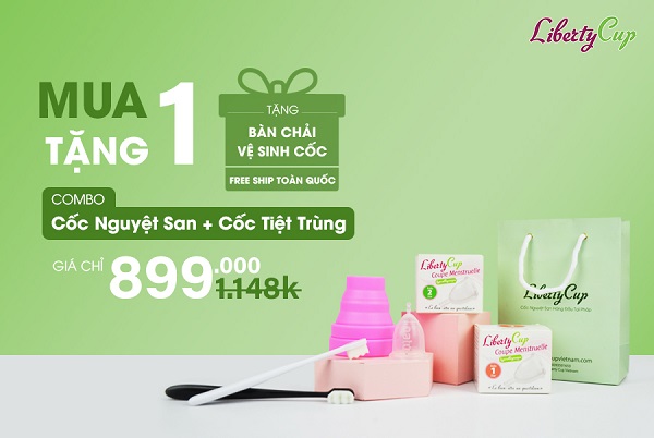  Chương trình khuyến mãi hấp dẫn mua cốc nguyệt san, cốc tiệt trùng tặng bàn chải vệ sinh cốc đến từ Liberty Cup