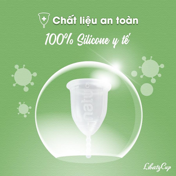 Cốc nguyệt san Liberty Cup làm từ 100% silicone y tế nên an toàn tuyệt đối cho chị em