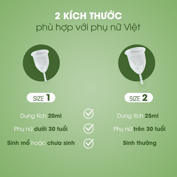 2 size cốc của Liberty Cup phù hợp với chị em phụ nữ Việt