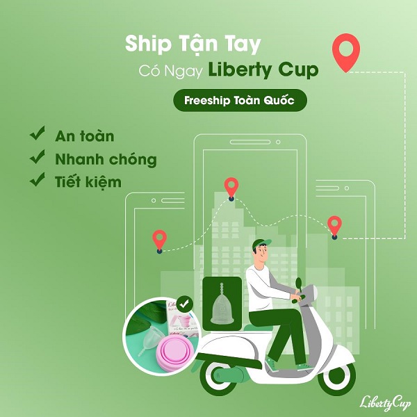  Liberty Cup giao hàng miễn phí tận nơi với đơn hàng từ 900.000VNĐ trở lên