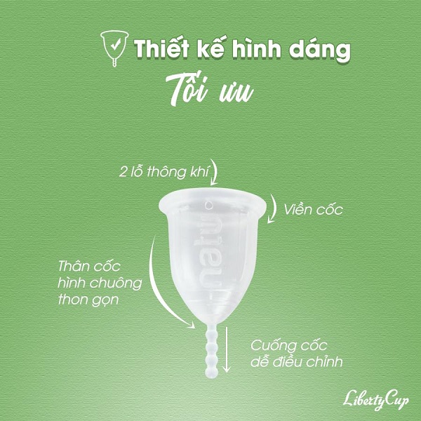  Cuống cốc Liberty Cup có 4 nấc nên dễ dàng cắt bỏ, điều chỉnh cho phù hợp với chiều dài âm đạo của bạn gái