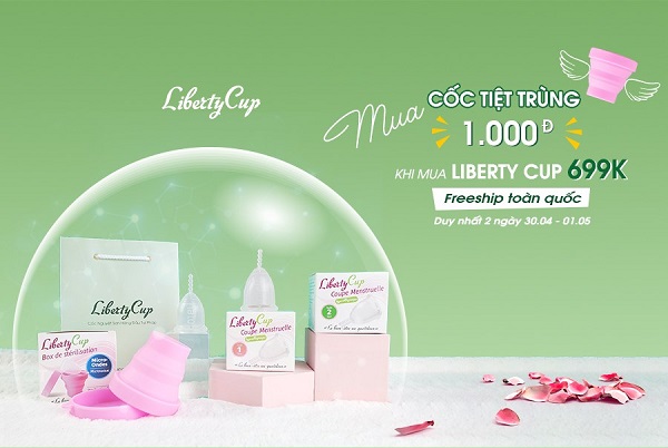 Chương trình khuyến mại mua cốc tiệt trùng với giá 1.000VNĐ khi mua cốc nguyệt san Liberty Cup 699k
